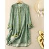 Real Spring and Summer New Literary and Retro Embroidery Fried Color Stand-up Collar Shirt Women's Loose Medium and Long Sunscreen Top