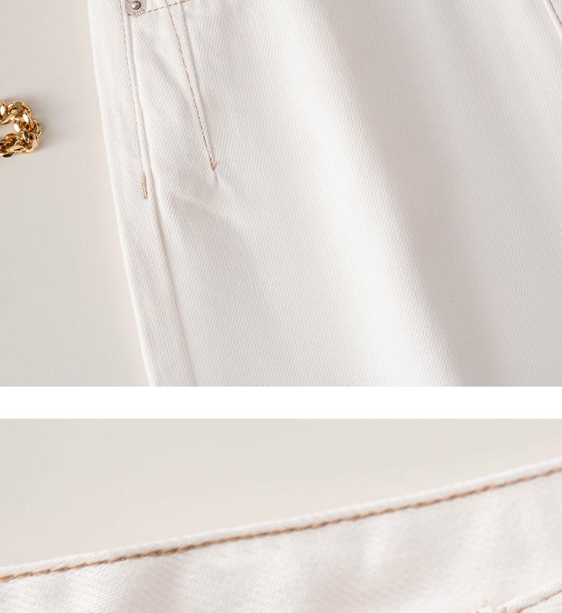 Elegant White Denim High-Waist Wide-Leg Pants - Summer Slim Fit