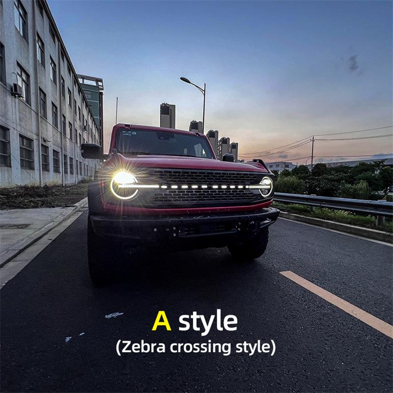 

Модификация решетки радиатора Bronco 2021+: Стиль подсветки белая/желтая линия