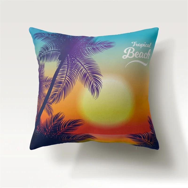 Summer Beach Sunset Landscape Pillowcase 45x45cm Sofa Chair Bedside Car Cushion Cover Bedroom Room Living  Home Decor