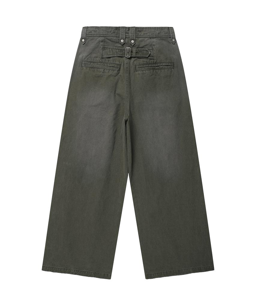 THEVINYLHOUSE Sag Wide Belted Pants Khaki