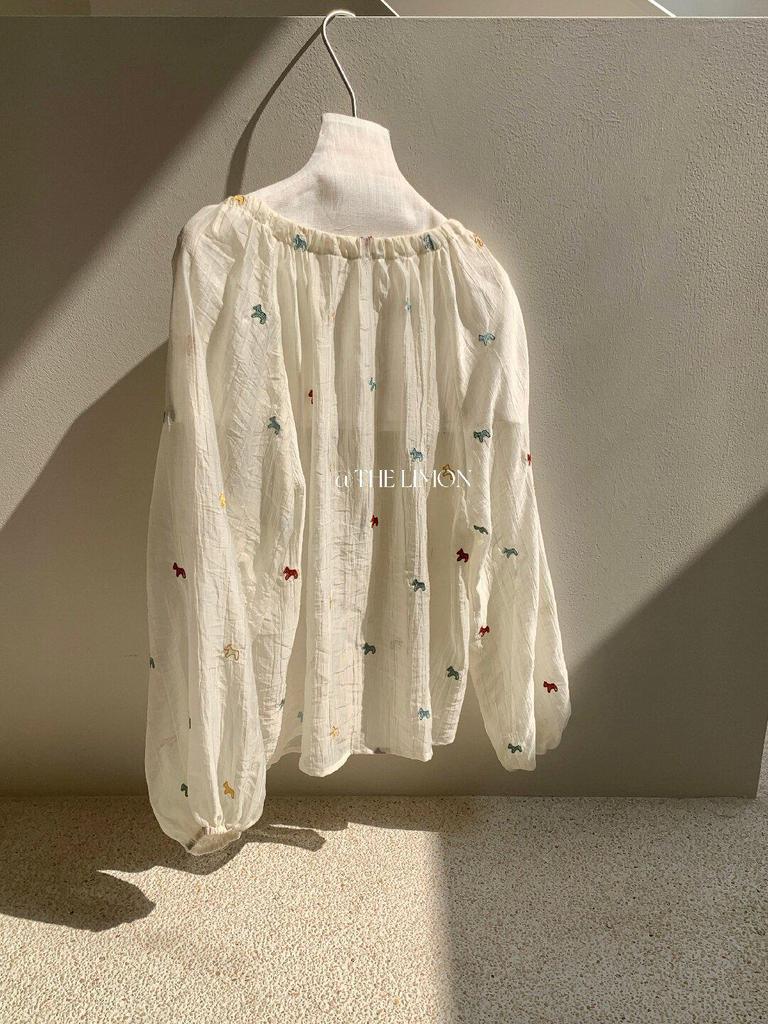 Women's Long Sleeve Lemon Green Tea Floral Embroidered Shirt – Slimming Tie-Up Sun Protection Top