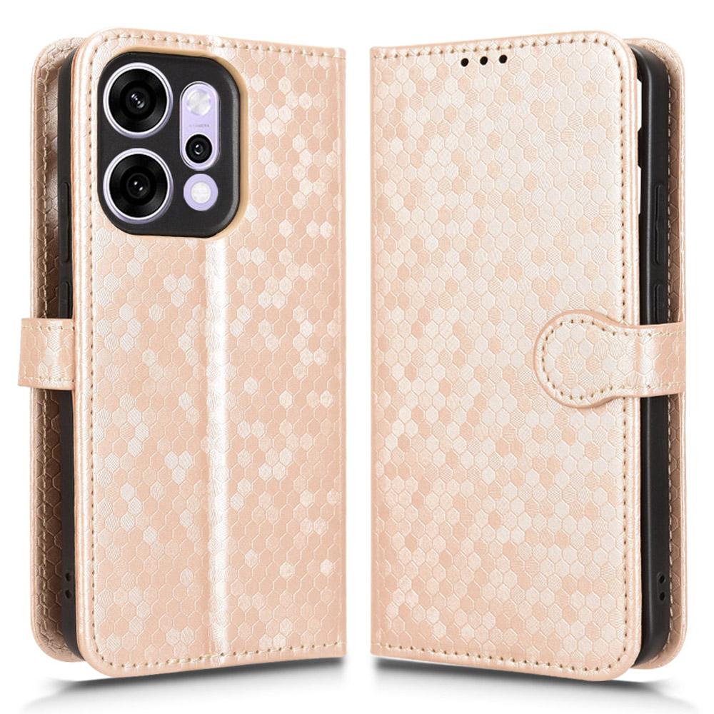 For Oppo Reno14 5G (Global) Wallet Case Dot Pattern Imprint PU Leather Phone Cover with Wrist Strap