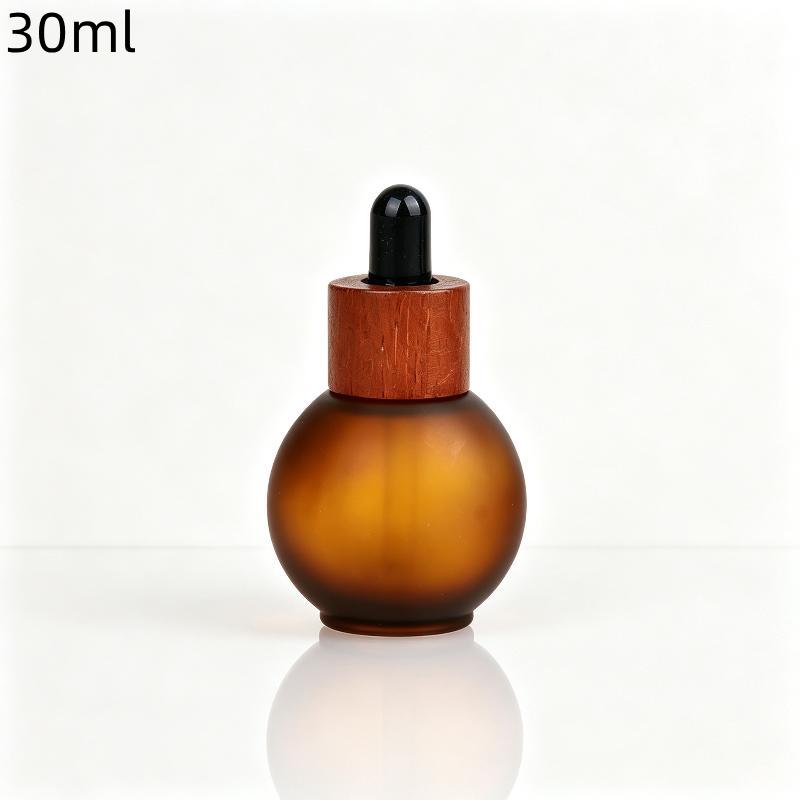 20/30Ml Ball-Shape Dropper Glass Bottle Spherical Refill Wood Cap Massage Oils Serum Aromatherapy Liquid For Pipette