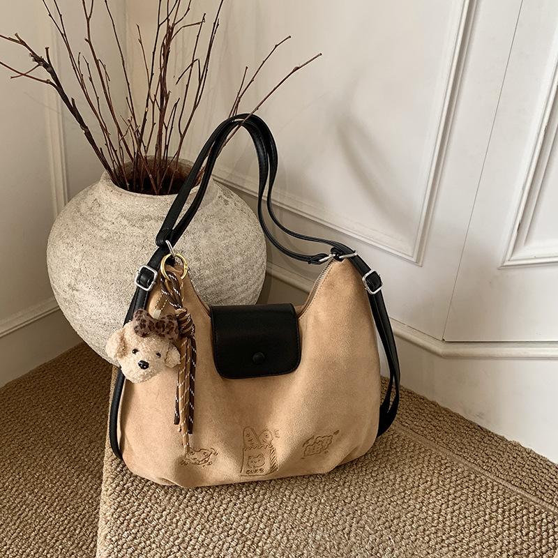 Casual retro suede women's backpack 2025 new commuter versatile back bag multi-purpose shoulder tote bag