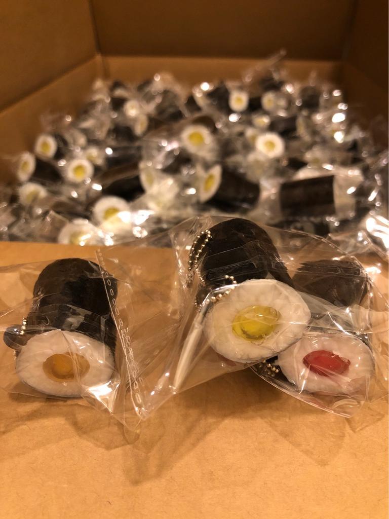 Taba Squishy Simulated Food Play Sushi Fish Bamboo Wheel Soft Extrusion Ball Fingertip Toys TPR Kids Pendant Girl Birthday Gifts