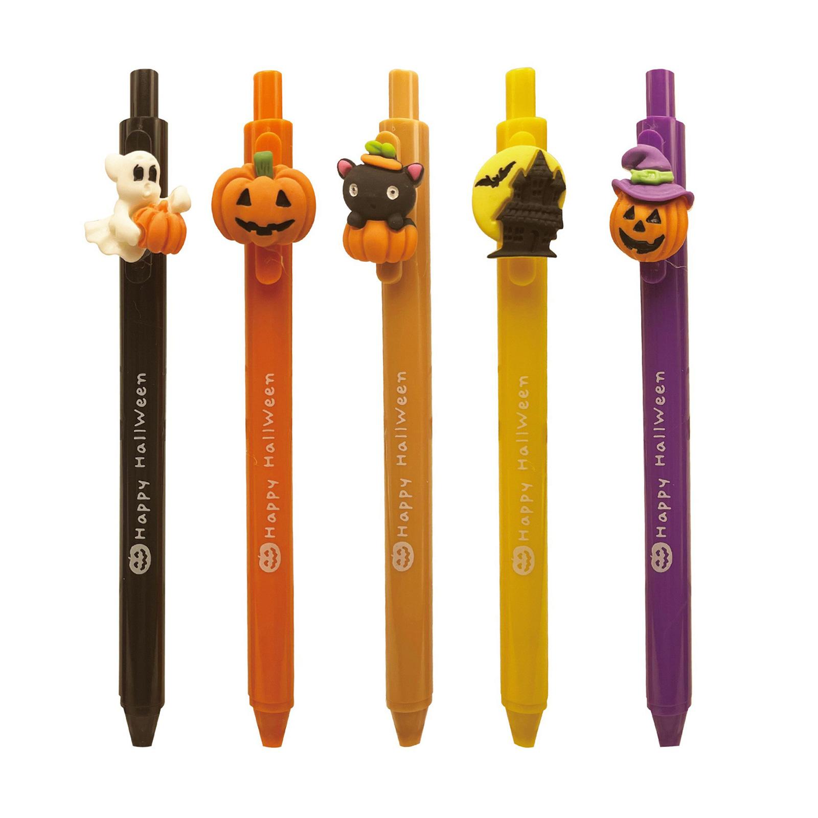 

5 шт. гелевая ручка на Хэллоуин, мультяшная выдвижная гелевая ручка, ручка для письма на Хэллоуин, принадлежности для вечеринки на Хэллоуин для студенческой игры, награда F