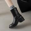 Fashion 2024 Winter Genuine Leather Women Boots Autumn Women Shoes Brogues Vintage Block Chelsea Boots Retro Ankl Boots
