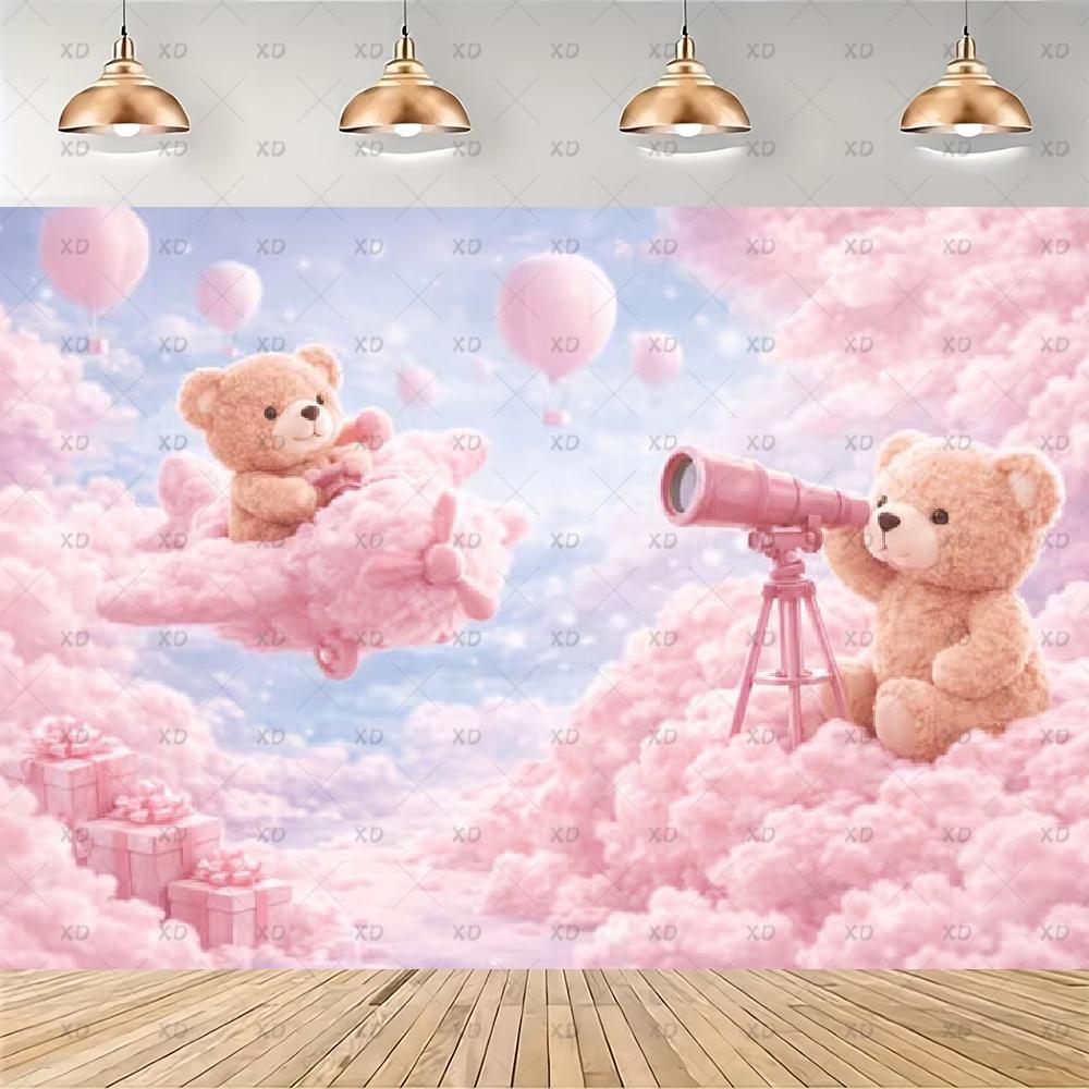 Pink Teddy Bear Photography Backdrop Sweet Dreamy Birthday Party Decoration Background Baby Shower Photo Booth Banner Supplies
