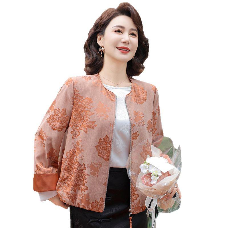 2025 New Chinese Style Jacquard Jacket for Fashionable Middle-Aged and Elderly Women