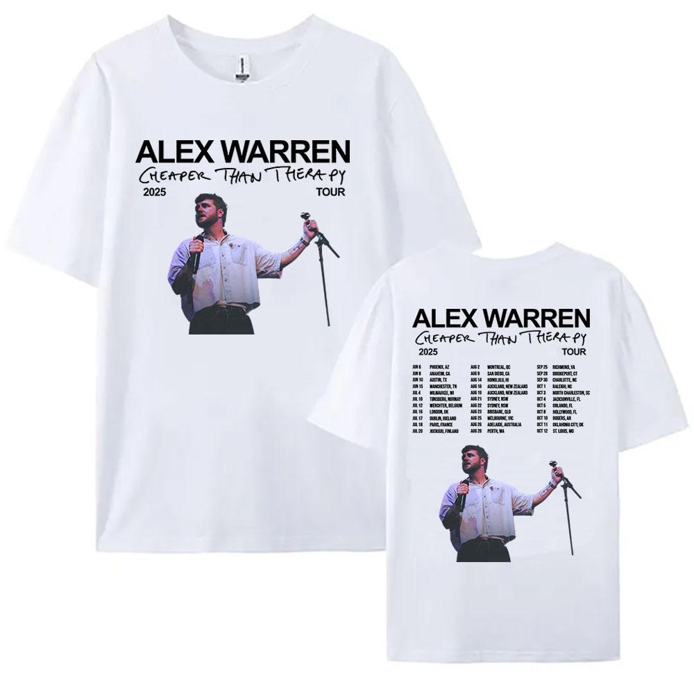 

Alex Warren Cheaper Than Therapy Tour T-shirt Women Men Clothing Summer Cotton Loose Fashion Tshirts O-neck Singer Print T Shirt M белый