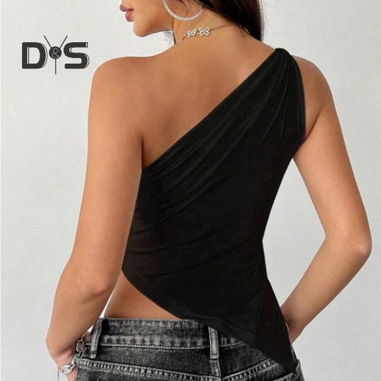 Dámské topy Nepravidelný lem Elastický šikmý límec Jedno rameno Slim fit Jednobarevné Letní topy Párty Klub Denní nošení