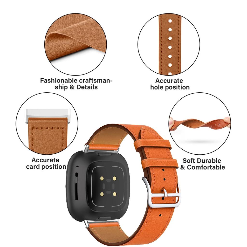 Leather Bracelet Strap For Fitbit Versa 4 3 2 1 Versa Lite Smart Watch Wristband Replacement Strap For Fitbit Sense/sense 2 Watchband