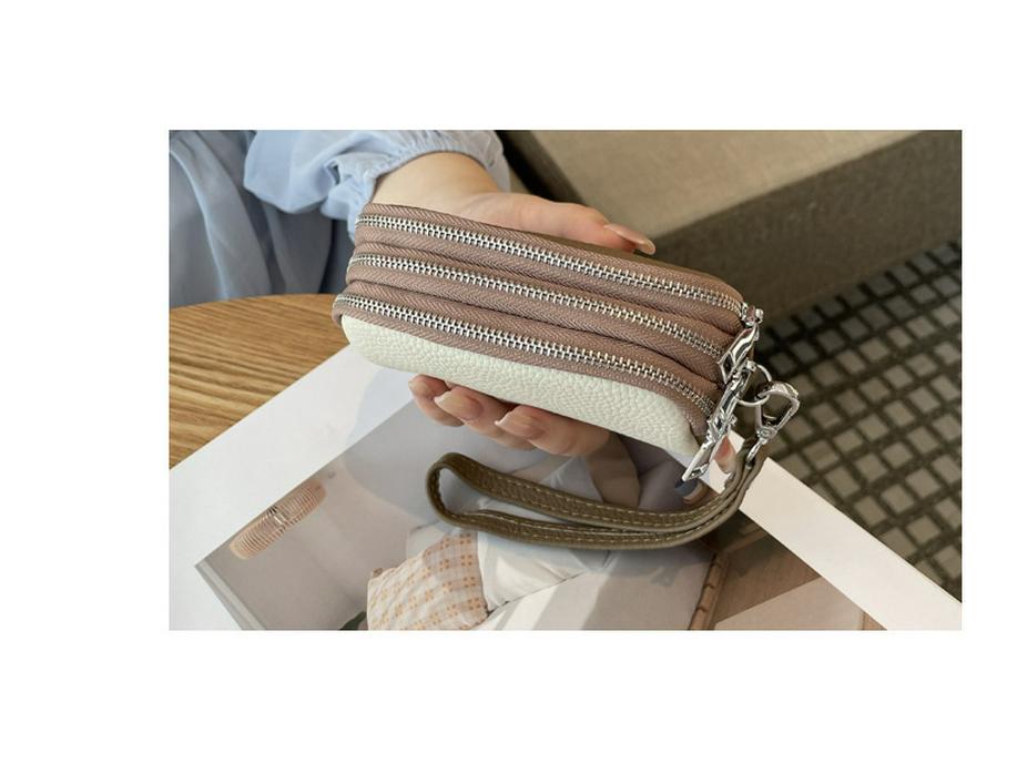 2025 Women's Cute Cartoon Leather Coin Purse: Cowhide Wristlet with Triple Zipper Key Storage