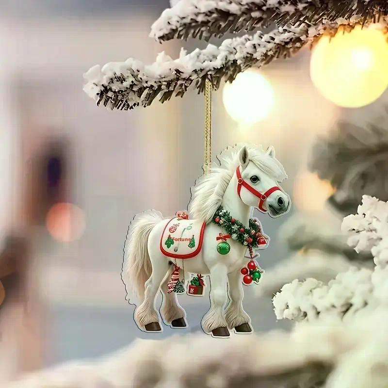 1/3Pcs Elegant Christmas Horse 2D Acrylic Decorations Hanging On Christmas Trees As Christmas Home Decorations Xmas Party Gifts