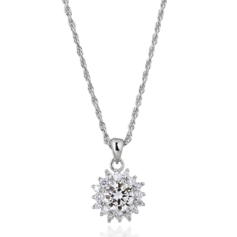 Ozel Silver925 Moissanite 1CT Halo Setting Necklace PS150N