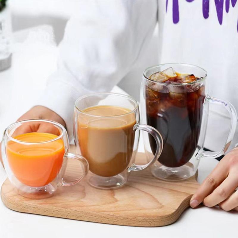 150ml/250ml/350ml Högborosilikat Dubbelväggigt Glas Kaffe Tydliga Muggar För Att Dricka Te Kaffe Juice Hem Skola Kontor