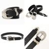 Classic Water Diamond Embellished Faux Leather Belt For Women With Adjustable Pin Buckle