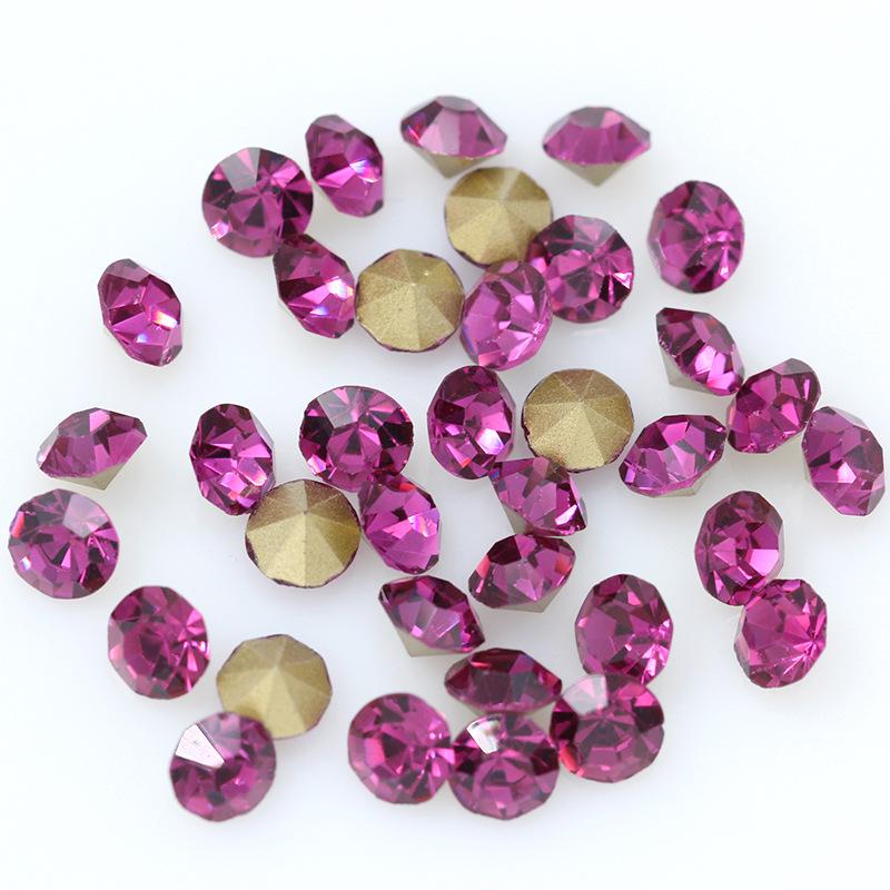 Large Round Colored Pointed Back Glass Rhinestones for DIY Phone Cases and Nail Art.