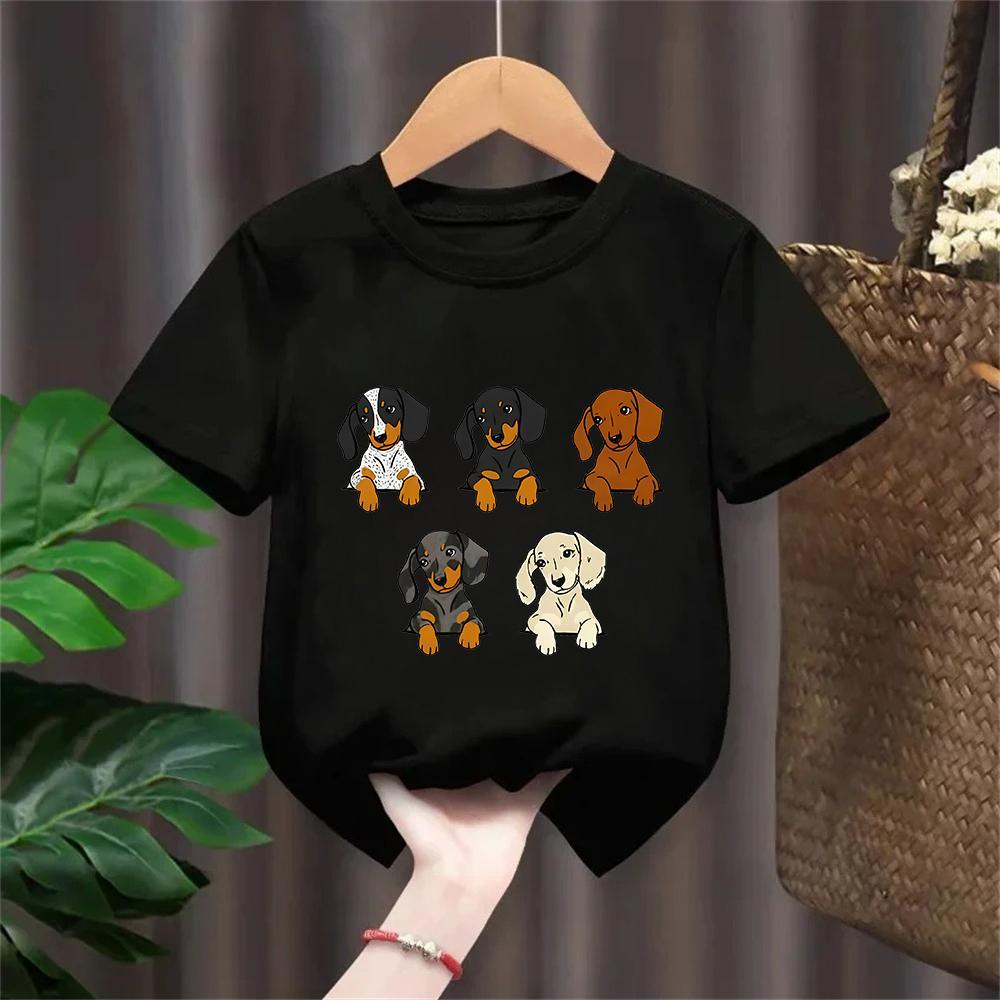 Dachshund Teckel Cute Dog Kids Tshirt Cute Printing Shirt Fashion TShirt for Casual Tops Short Sleeve