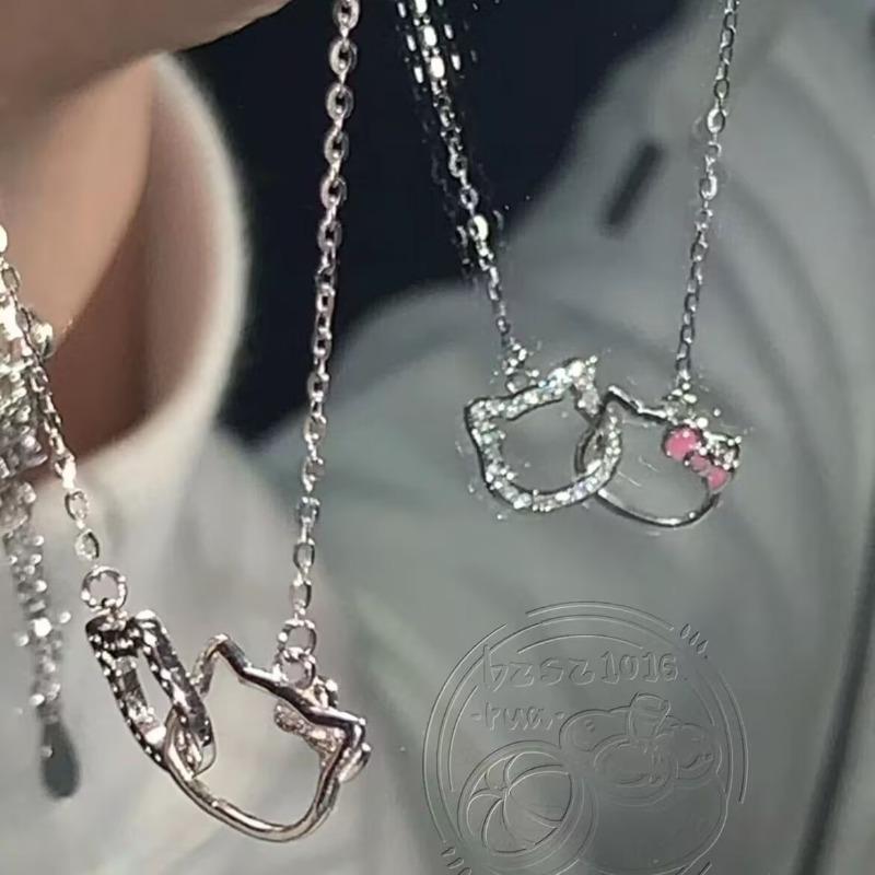 Pink Girl Butterfly Necklace Female Niche Design Sense Hip Hop Clavicle Chain Premium Design Sense Necklace