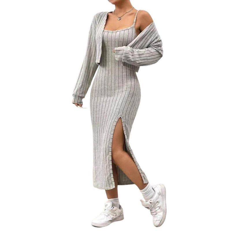 

Strap Round Neck Bodycon Dress Shoulder-Strap Style Bodycon Dress Light gray XL