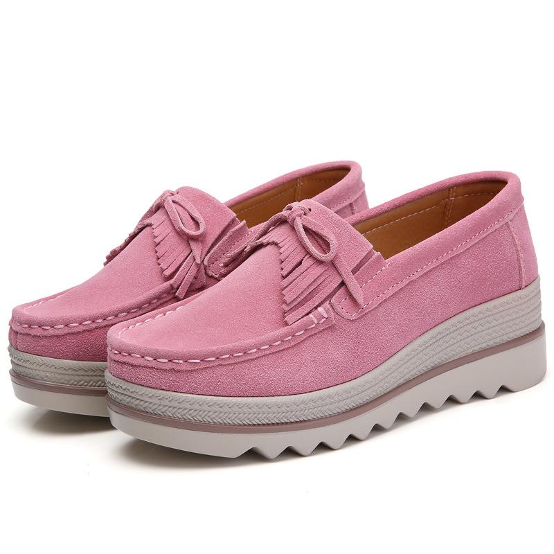 Women's Shoes Large Size Wedge Shoes Bottom Leather Casual Korean Style Heightening Women's Shoes