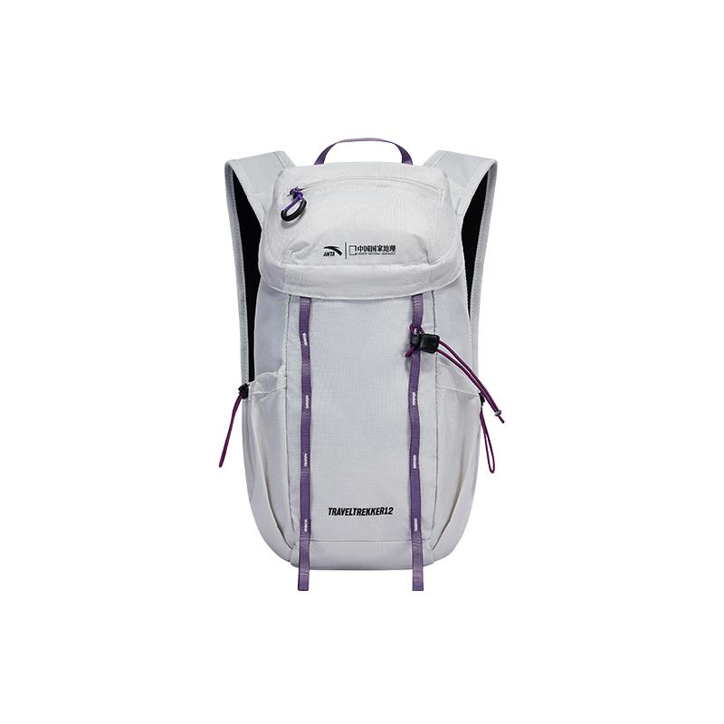 Anta China National Geographic Series TT12 Curtain Style Gray Professional Outdoor Backpack Mountaineering Hiking Cycling Nylon Backpack 192626164-2 Light Beige & Purple
