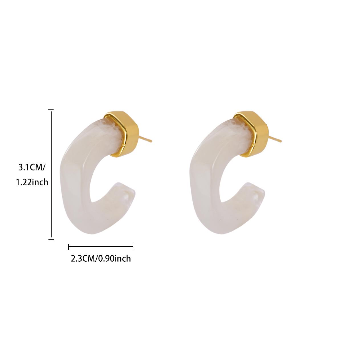 

Boho Large Green C-shaped Geometric Stainless Steel Earring Women Mama Gold Color Anti Rust Stud Earring Wedding Unusual Jewelry