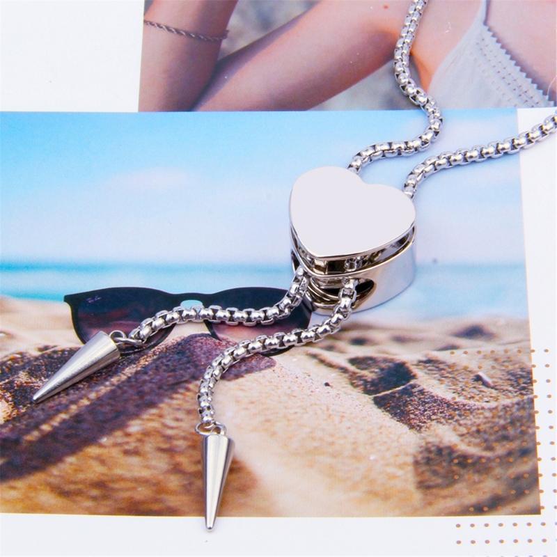 Versatile Stainless Steel Necklace With Heart Shaped Sliding Pendant For Formal And Casual Event Comfortable Design