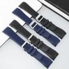 Flexible Comfortable-wearing Silicone Watch Strap Black Blue for IWC Portuguese Series IW390503 IW3907047 Arc Interface Band22mm