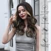 HAIRCUBE Long Wavy Middle Part Synthetic Wigs for Black Women Black Brown Heat Resistant Fake Hair Wig Daily Cosplay Party