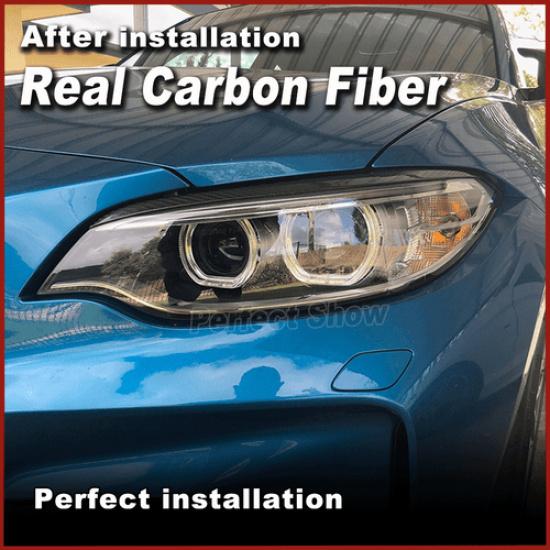2xCarbon Fiber Headlight Eyebrow Eyelid for BMW M2 F22 F87 F23 220i M235i 14-18