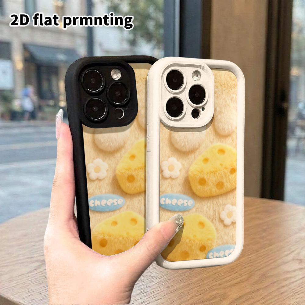 Phone Case: 2D flat design suitable for iPhone 18 17 16 15 14 13 Pro protective case, cheese, perfect Christmas and Halloween holiday gift