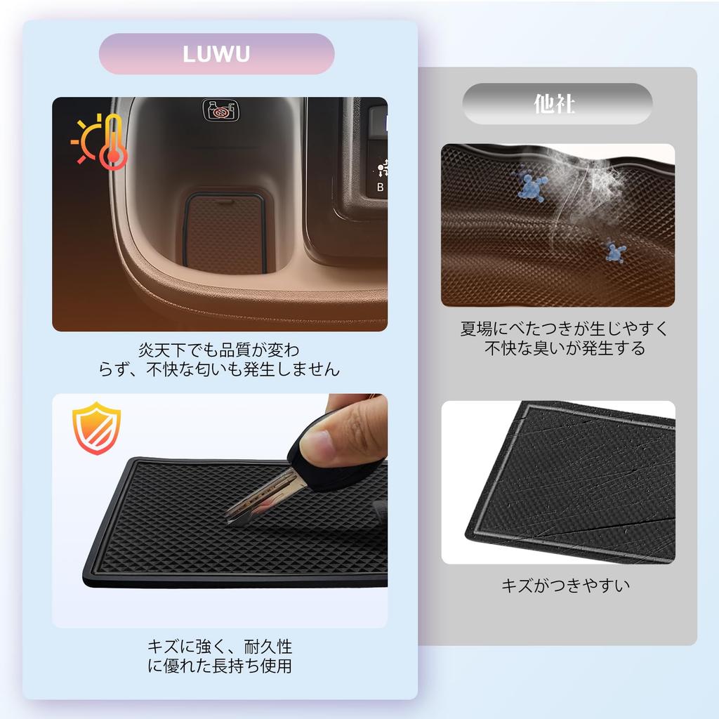 LUWU New Sienta 10 Series Interior Rubber Mat 18 Piece Pocket Pocket Console Parts Sienta 10 Series Accessories Series/15 (Black, Set) [Door Mat, Mat,