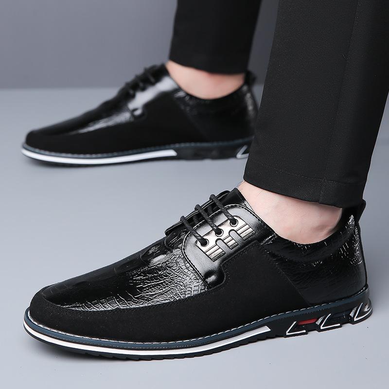 

Кожаные мужские повседневные мокасины классические мужские мокасины дышащие черные коричневые туфли для вождения большой размер 38-50 мужская обувь 6 чёрный