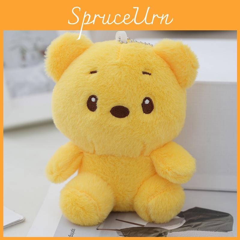 Cute Pink Strawberry Bear Plush Keychain Fluffy Pp Cotton Stuffed Animal For Bags
