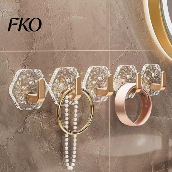 Strong Adhesive Hooks Hexagonal Self Hooks, Water Ripple Pattern Design, Waterproof No Damage Free Wall Drilling Mounted for Towels Keys