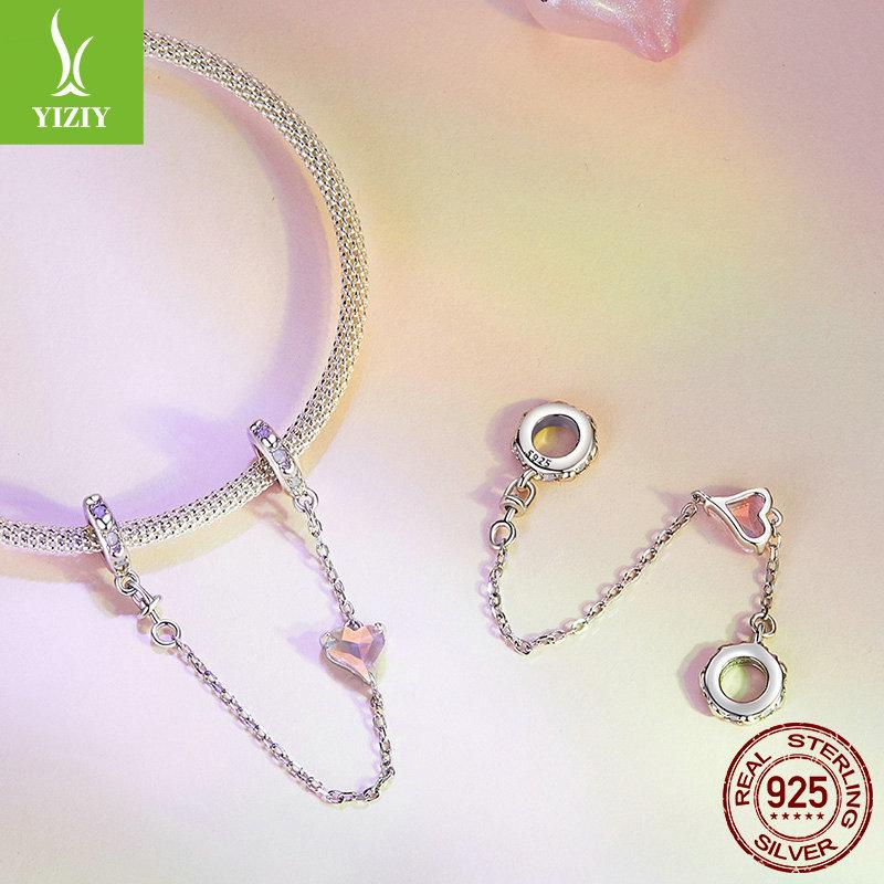 Valentine'S Day Series Pink Love Diy Safety Chain Accessories, Romantic Confession S925 Silver Bracelet Beaded