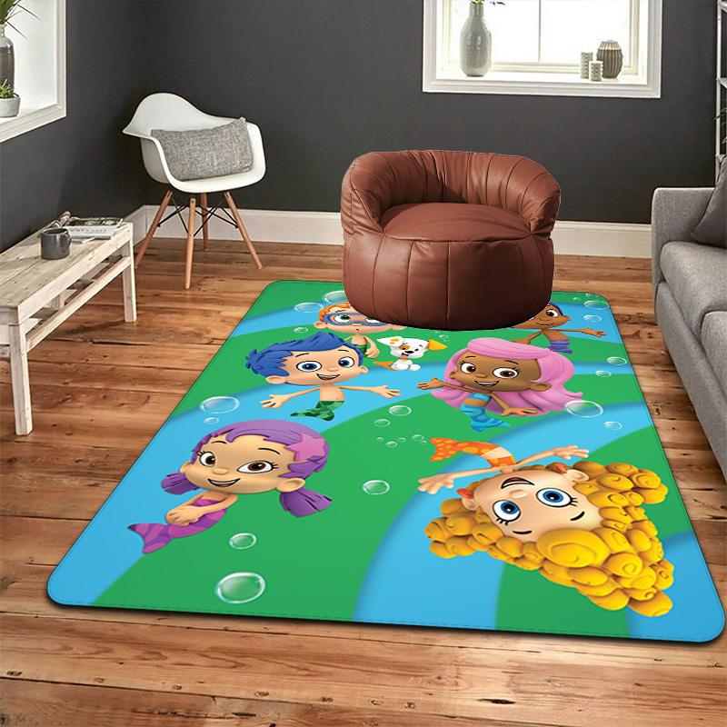 Bubble Guppies Inspired Design Rug Floor Mat for Living Room or Bedroom Soft and Comfortable Carpet a Gift for Birthday and Holiday.