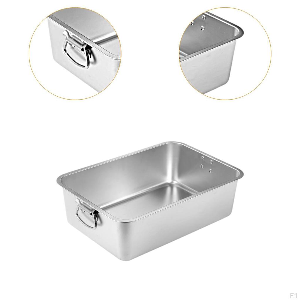 Cats Litter Box Kitten Pan Stainless Steel with Handles Anti Splashing Easy To Clean, Cat