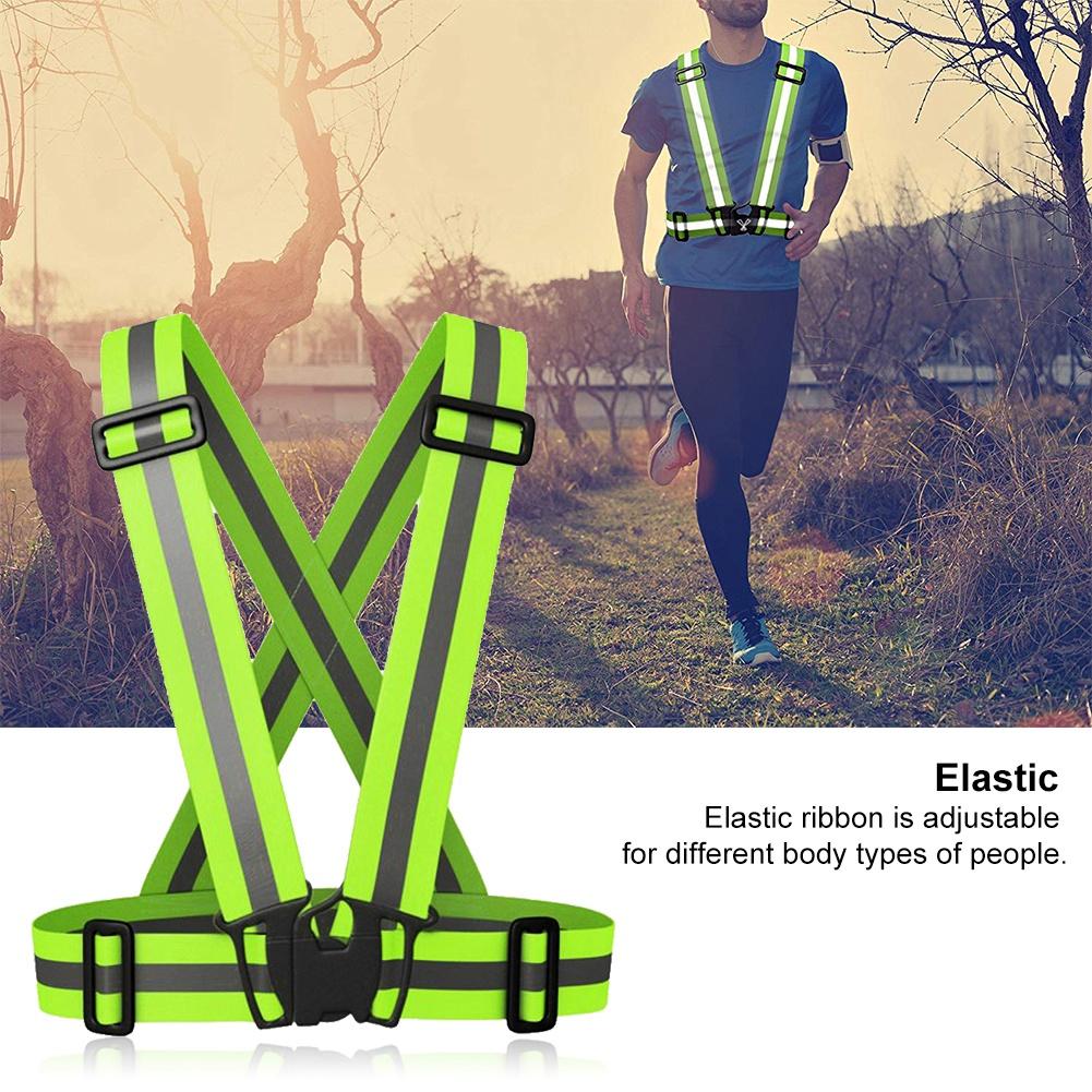 High Visibility Elastic Reflective Vest Belt Fluorescent Green Safety Strap for Night Running Cycling Construction