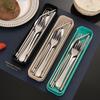 Portable 7-Piece Stainless Steel Cutlery Set with Knife, Fork, Spoon, Chopsticks, and Straw