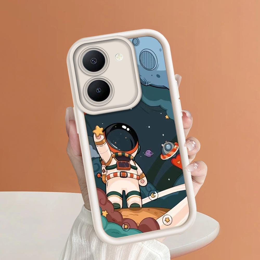 Soft Silicone Square Ladders Cartoon Pattern Full Cover Camera Protection Shockproof Case for iPhone Infinix Tecno Vivo