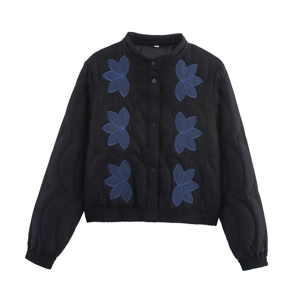 Women's Floral Quilted Embroidered Cotton Jacket - Versatile Casual Fashion (Autumn/Winter 2025) X5067