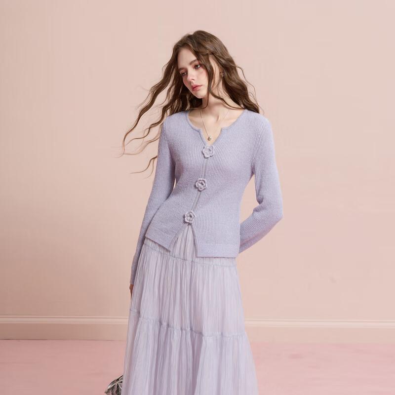 

Sancai 2025 Зимний трикотажный свитер с V-образным вырезом и пайетками XL