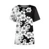 T-shirts för kvinnor rund hals uppklädd vardaglig blusar tryck kort ärm sommartoppar lös passform