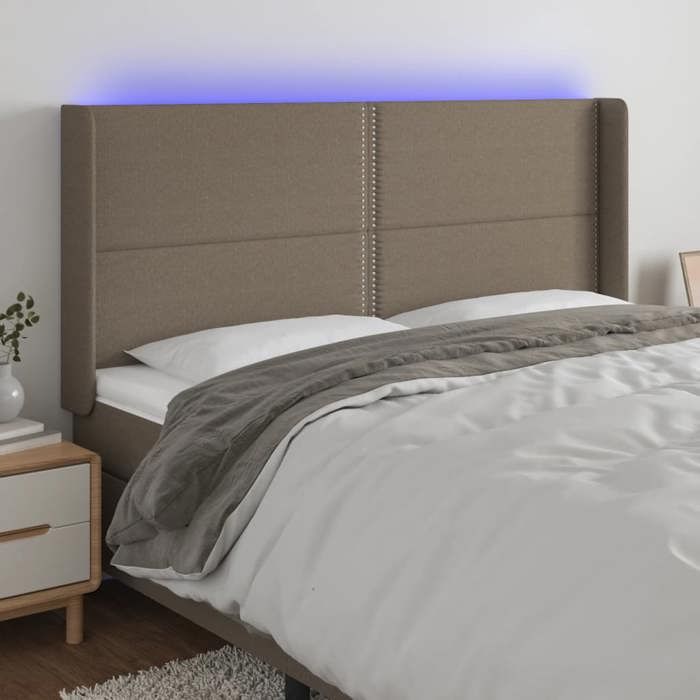 VidaXL LED Headboard Bedroom Furniture Double Bed Accessory Head of Bed Frame Interior Taupe 3123926