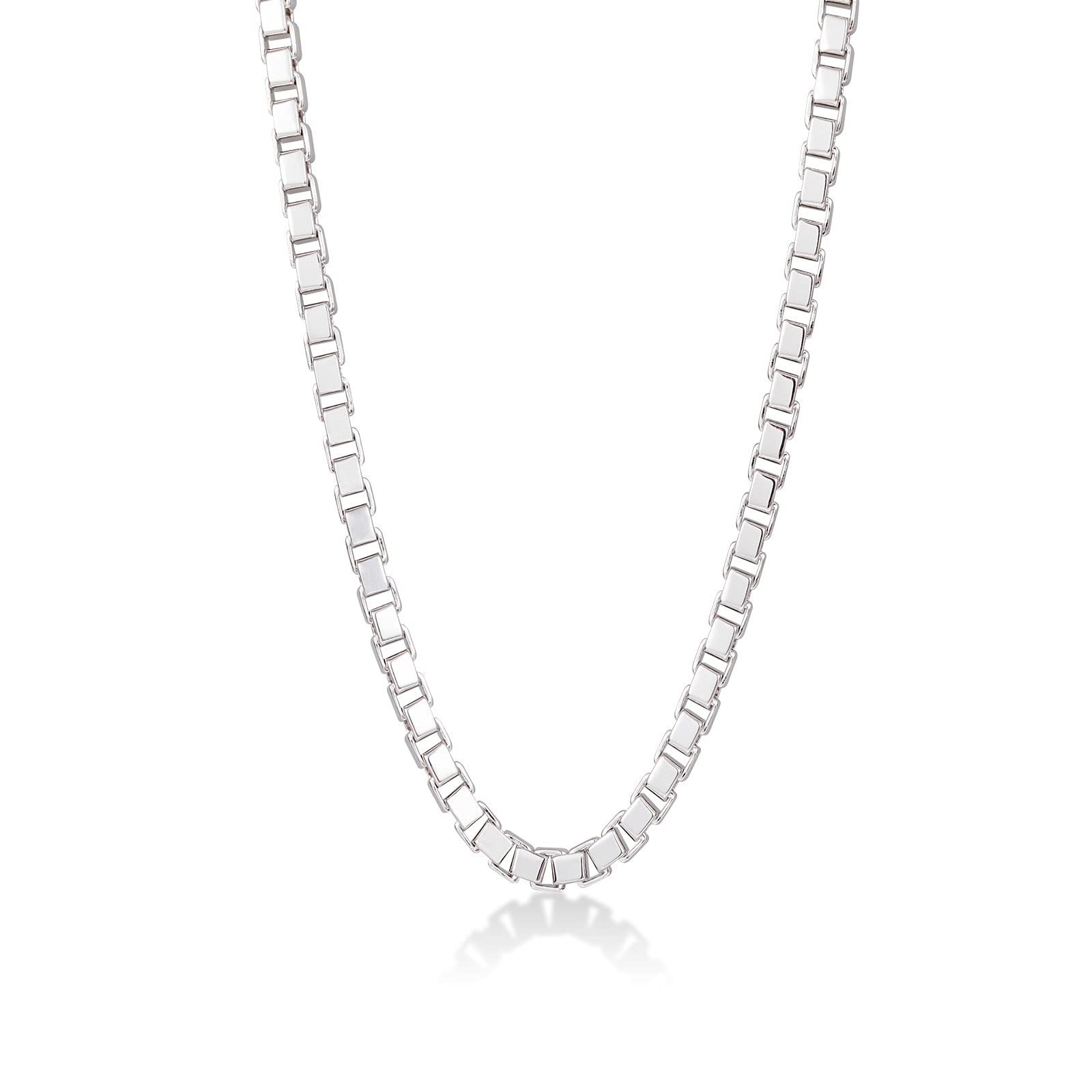 

AWNL Silver Venetian Chain Necklace Box Chain Length Men s Approx. 63.5CM