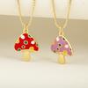 Nidin Cute Colorful Enamel Spotted Mushroom Pendant Cartoon Red/Pink Charm Necklaces For Women Girls Friendship Jewelry Gifts